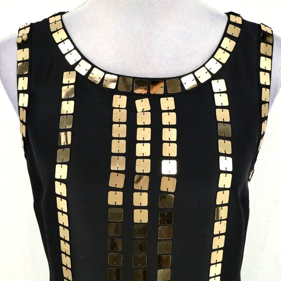 Tory Burch Dress Womens 6 Black Silk Gold Sequins Lined Formal Wedding lbd - Picture 7 of 14
